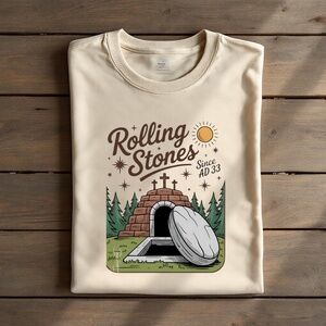 Religious & fun T-shirt Rolling stones short sleeve tee Sand Unisex S M L XL new